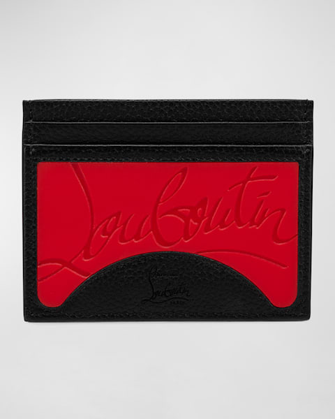【Christian Louboutin】 Kios Spikesレザーカードホルダー Kios - Card holder - Calf leather and spikes - Black