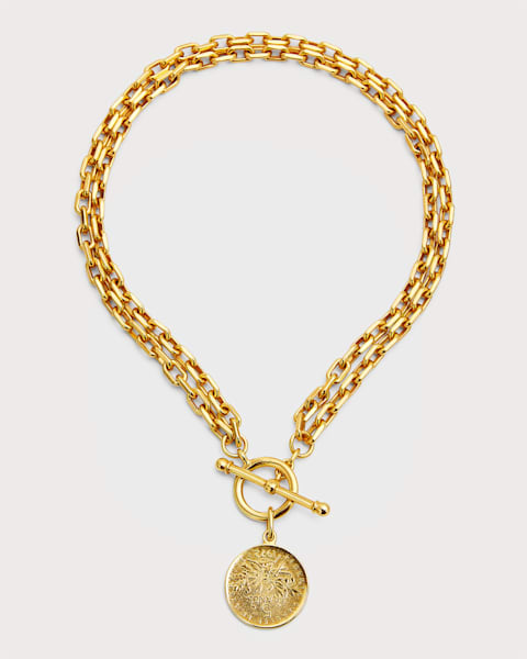 Link Brass Chain Necklace with Initial Charm