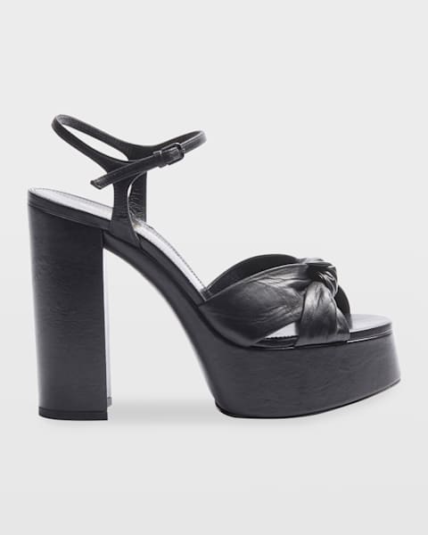 SAINT LAURENT PARIS ITALY製 Bianca Knot Saint Laurent - Bianca Pearl Leather Knotted Mule, 75mm