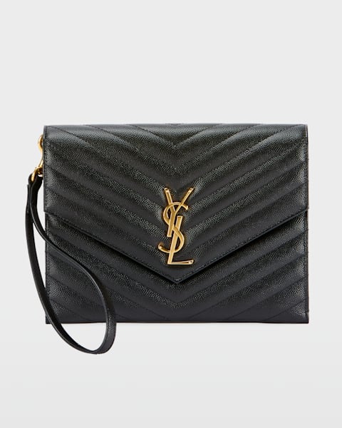 【SAINT LAURENT】ENVELOPE CLUTCH●742920BOW012721 Saint Laurent Envelope leather clutch Saint Laurent