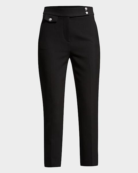 ボトムスその他 Loulou Studio Black cotton and linen trousers Loulou Studio Sofe Cropped Trousers | Neiman Marcus