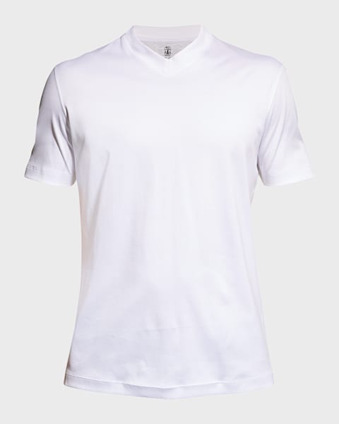 Brunello Cucinelli Men's Long-Sleeve Logo Crewneck T-Shirt