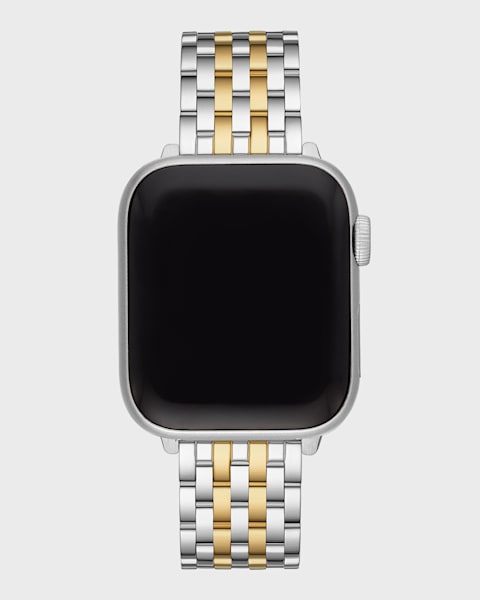 38/40mm Silicone-Wrapped Bracelet Band for Apple Watch, Black/Gold
