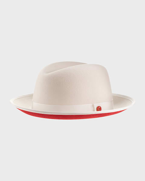Men's Queen Red-Brim Wool Fedora Hat