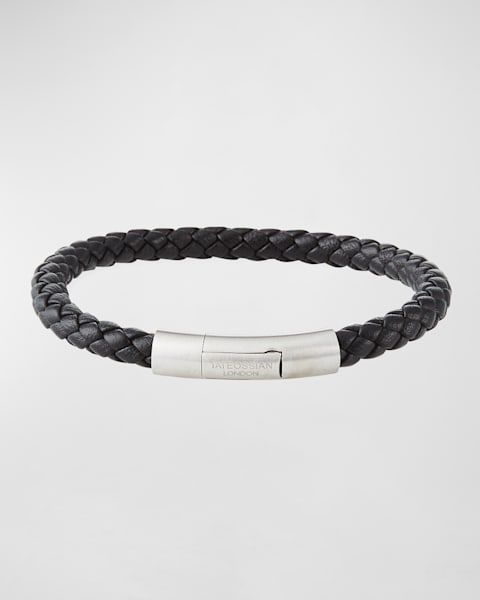 Men's Medusa Two-Row Braided Leather Bracelet
