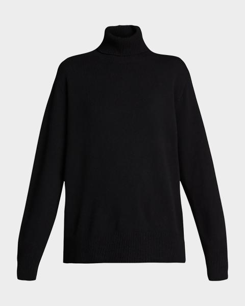 THE ROW Anapolis Turtleneck Cashmere Jersey Long-Sleeve Top