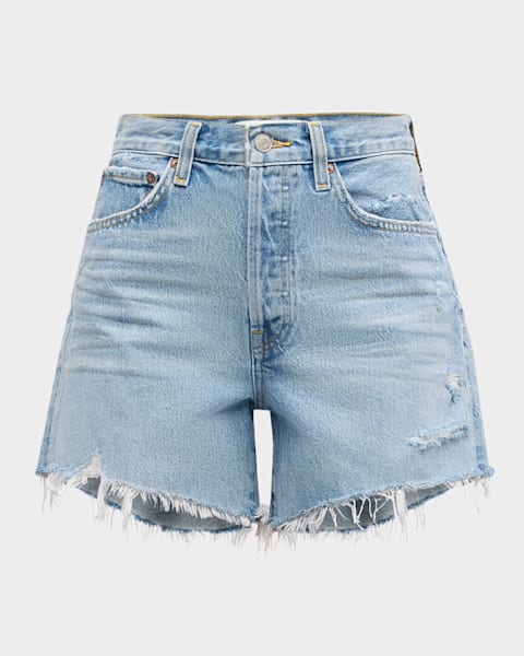 AGOLDE Dame High-Rise Cuffed Denim Shorts | Neiman Marcus