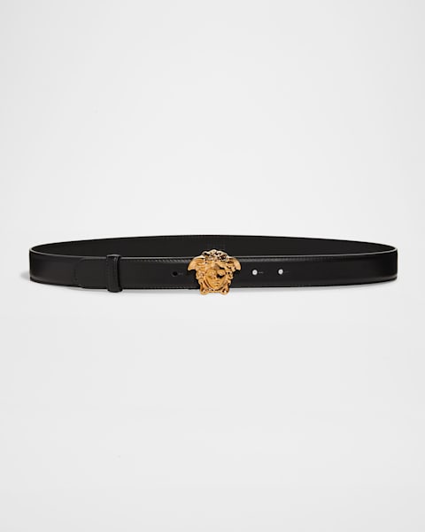 VERSACE セーフティーピンレザー ベルト セーフティー ピン レザー ベルト ブラック,ゴールド | VERSACE JP