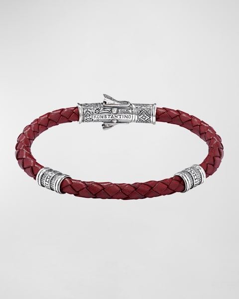 ブレスレット MONTBLANC Red Leather Bracelet Bracelet Steel 3 rings closing and Red leather - Luxury