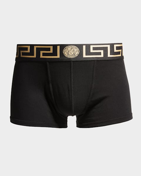 VERSACE｜ (GRECA BORDER LONG TRUNKS (AU10028 A10011 A80G Greca Border Long Trunks Black | VERSACE US