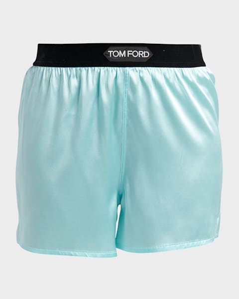 【関税＆送料込み】Tom Ford Silk Satin Short Pants TOM FORD logo-waistband Silk Shorts | Black | FARFETCH