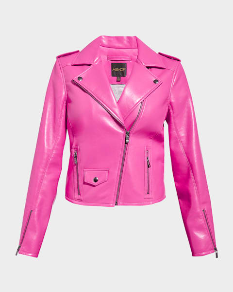 alexander mcqueen Crop biker jacket レザージャケット ピンク