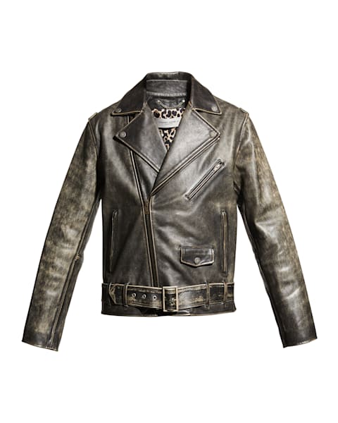 Prada Men's Distressed Canvas Shirt Jacket | Neiman Marcus
