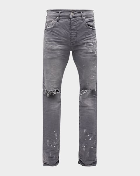 PURPLE Men's P001 Light Indigo Paint Blowout Skinny Jeans