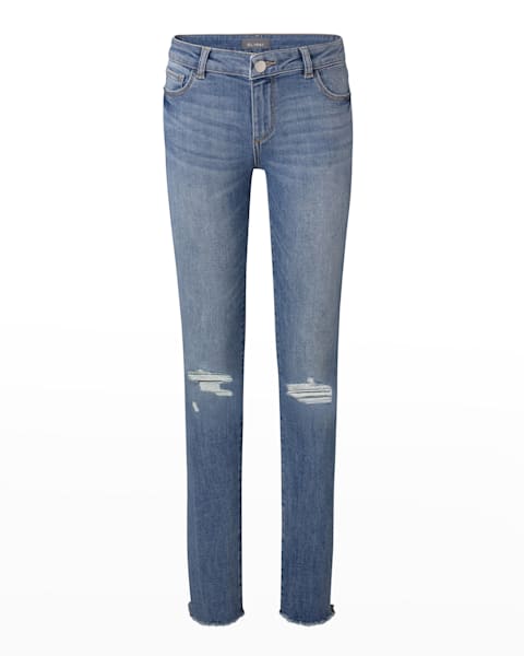 Boy's Staggered Logo-Print Jeans, Size 4-12