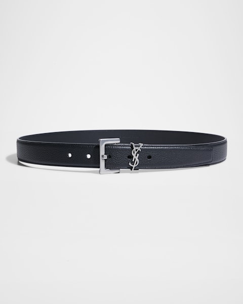 Saint Laurent YSL Monogram Leather Belt | Neiman Marcus