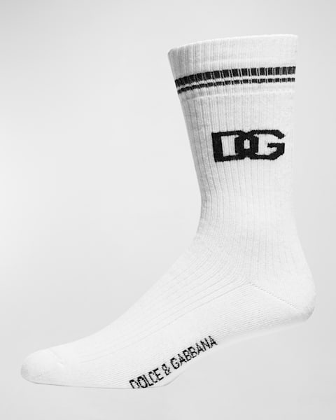 Men's Ribbed Logo Crew Socks