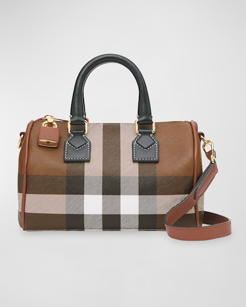 Burberry Medium Check Bowling Top-Handle Bag | Neiman Marcus