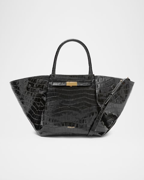 Midi New York Buckle Leather Tote Bag