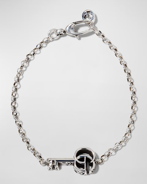 Gucci Sterling Silver Heart Bracelet With Trademark | Neiman