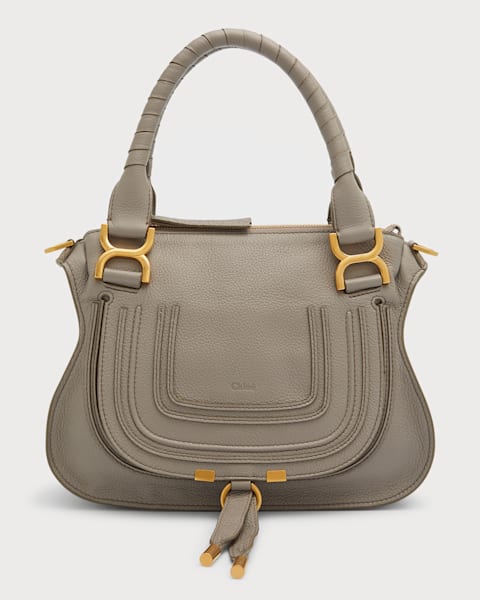 Chloe Marcie Medium Double Carry Satchel Bag in Grained Leather