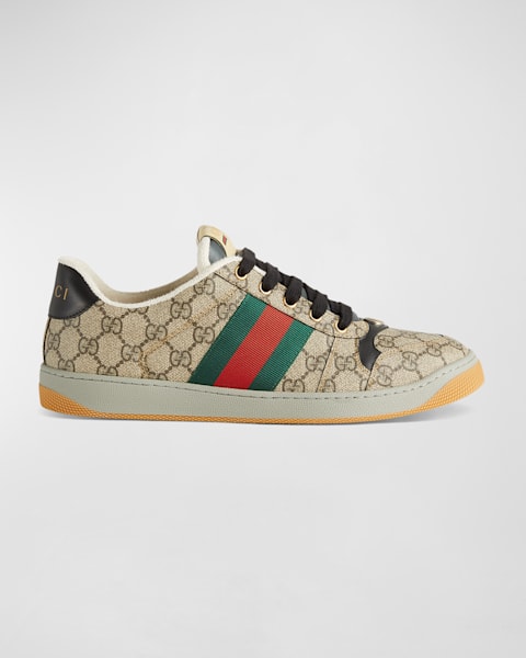 Gucci Men's Double Screener Canvas Low-Top Sneakers | Neiman