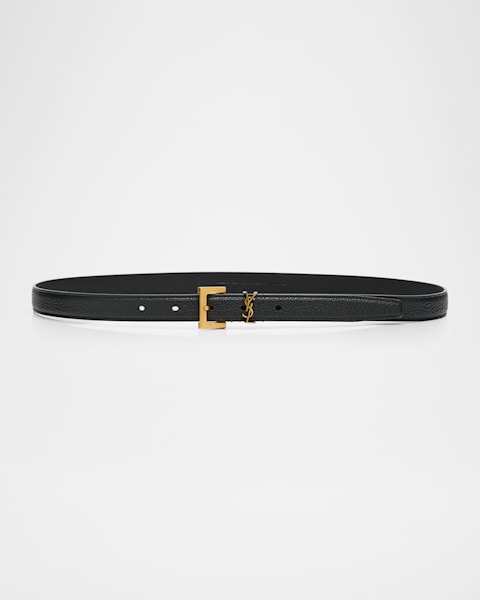 Saint Laurent YSL Monogram Leather Belt | Neiman Marcus