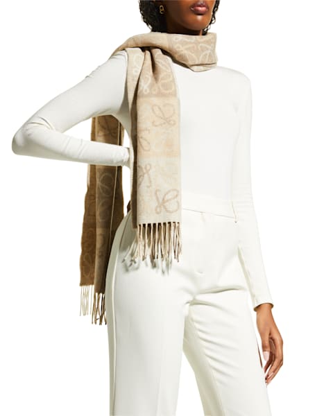 Loewe Anagram Mohair Fringe Scarf | Neiman Marcus