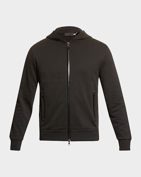 MONGLER® L メンズ Moncler Men's Chenille-Logo Full-Zip Hoodie | Neiman Marcus