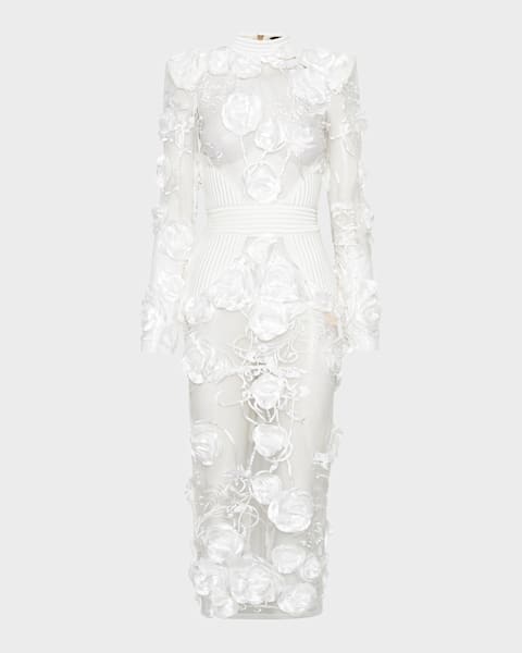 Self-Portrait Embellished Tulle Satin Bow Mini Dress | Neiman Marcus