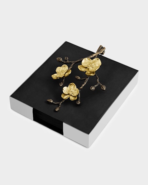 新品 Michael Aram ゴールドオーキッド 箱付 Michael Aram Gold Orchid Dinner Napkin Holder | Neiman Marcus