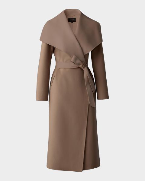 Max Mara Rialto Camel Hair Belted Short Hooded Coat | Neiman Marcus