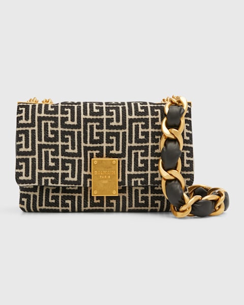 Balmain 1945 Pouch Crossbody Bag in PB Embossed Crinkle