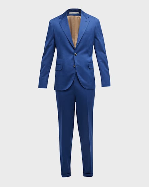 Brunello Cucinelli Men's Striped Wool Suit | Neiman Marcus