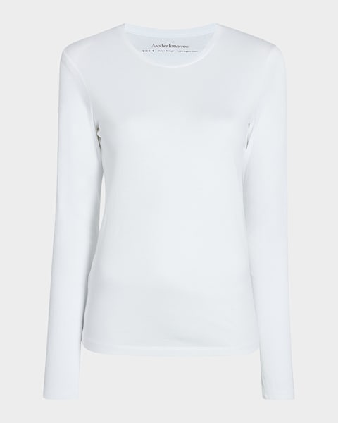 THE ROW Kabira Textured Cotton Long-Sleeve T-Shirt | Neiman Marcus