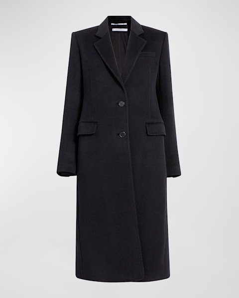Emporio Armani Double-Breasted Peacoat with Faux Leather Trim