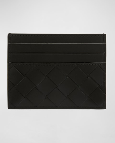Bottega Veneta Men's Intrecciato Bicolor Leather Zipped Card