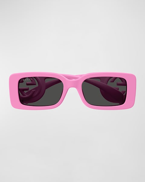GG Logo Plastic Rectangle Sunglasses | Neiman Marcus