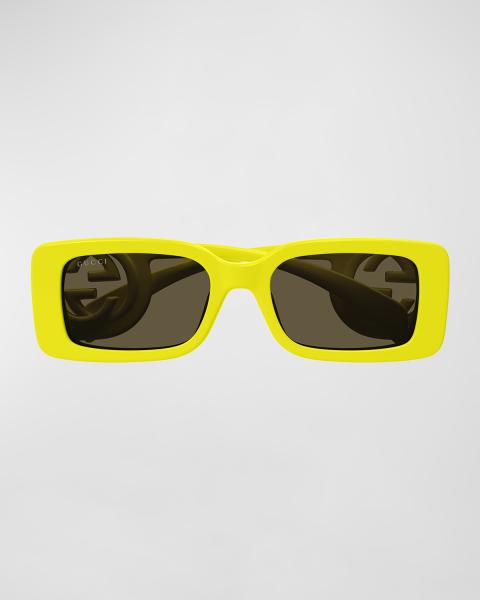 Saint Laurent Cat Eye-Frame Bio Injection Sunglasses Yellow Womens Saint Laurent SL 756 003 Rectangular Sunglasses Light Yellow  main image 4