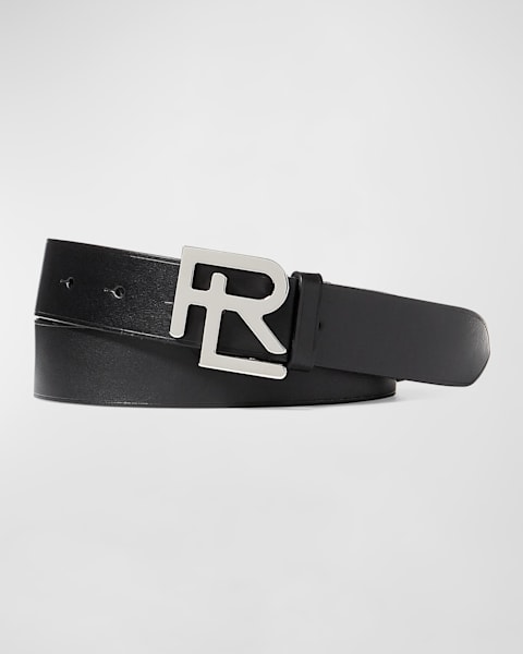 Ralph Lauren PurpleLabel カーフスキンベルト ブラック Ralph Lauren Purple Label Men's Leather RL-Logo Belt