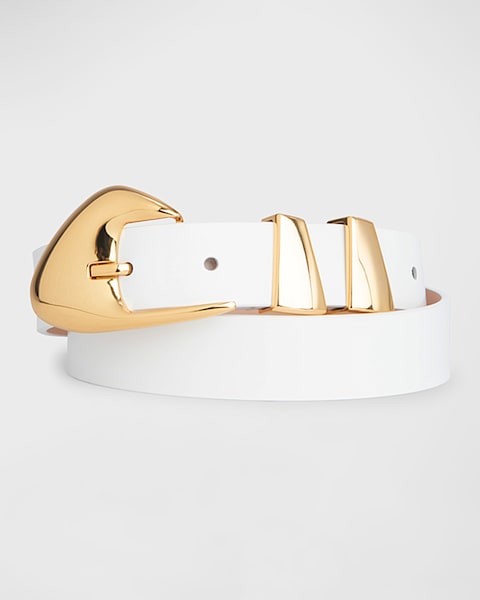 【関税込み】BY FAR ホワイト Moore セミパテントレザー ベルト BY FAR Moore Semi-Patent Leather Belt | Neiman Marcus