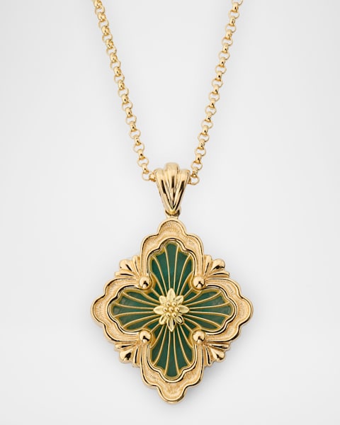 Opera Tulle 18K Yellow Gold Green Enamel Pendant, Small