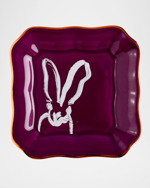 Bunny Portrait Plate with Gold Rim - Pink