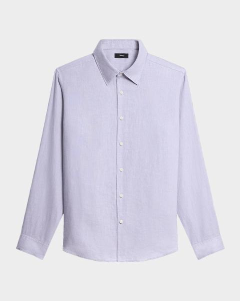Theory Men's Irving Short Sleeve Shirt in Structure Knit | Neiman