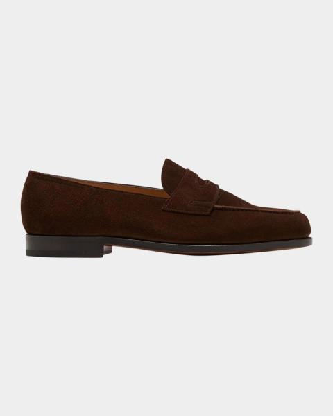 John Lobb Men's Hartland Brogue Suede Oxfords | Neiman Marcus