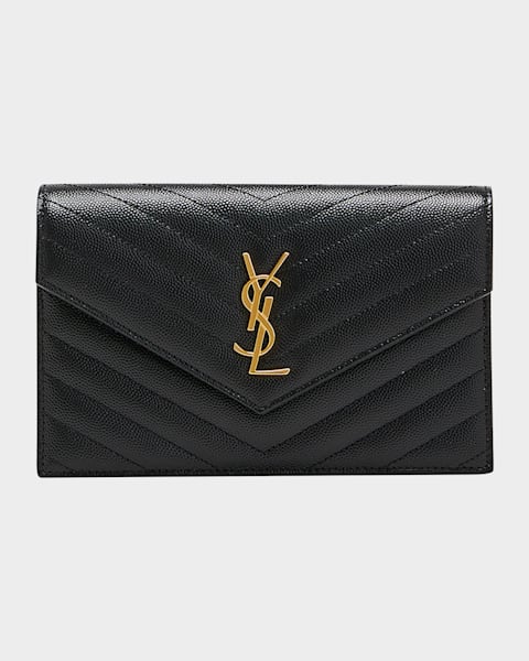YSL Monogram Flap Small Wallet in Quilted Smooth Leather
