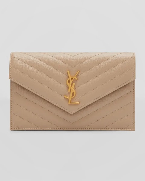 Saint Laurent YSL Monogram Large Zip Wallet in Grained