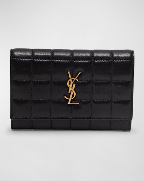★Saint Laurent★ Mini Monogram Zipper Card Holder Black Sil Saint Laurent YSL Tiny Monogram Ziptop Card Case in Smooth