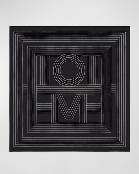 Toteme Centered Monogram Cotton-Silk Scarf | Neiman Marcus Toteme Centered Monogram Cotton-Silk Scarf | Neiman Marcus