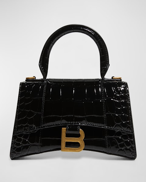 Balenciaga Hourglass XS Croc-Embossed Bag | Neiman Marcus